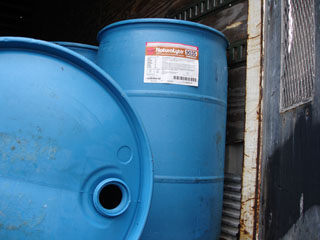 Blue Plastic 55 Gallon Drums